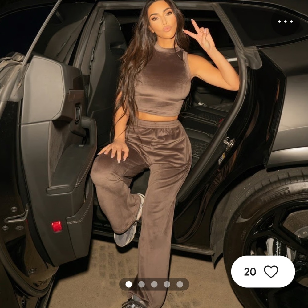 SKIMS Velour Wide Leg Track Pants